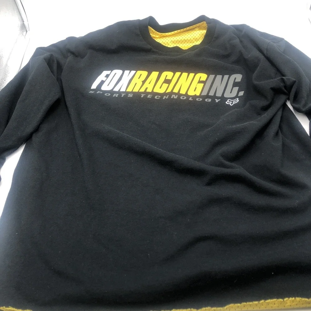Fox Racing Sweat Shirt Size XXL Foxracinginc Sports Reversible Black Yellow - Picture 1 of 16